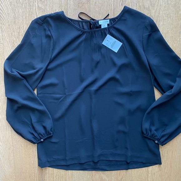 Black long sleeve j. Crew factory Blouse size 4 - Picture 4 of 6